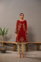DA-2060 RUST EMBROIDERED KURTA